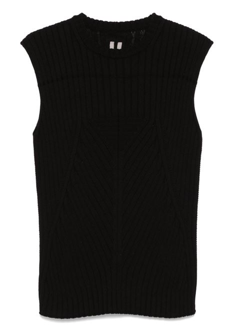 Black ribbed-knit tank top  Rick owens - men RICK OWENS | RU01E5662KEC09